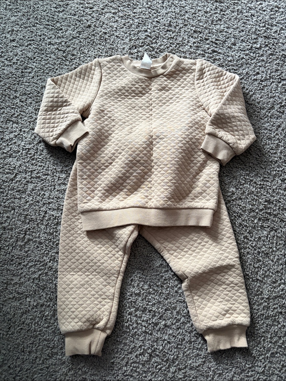 H&M Beige Quilted Kids Matching Sweatshirt and Joggers